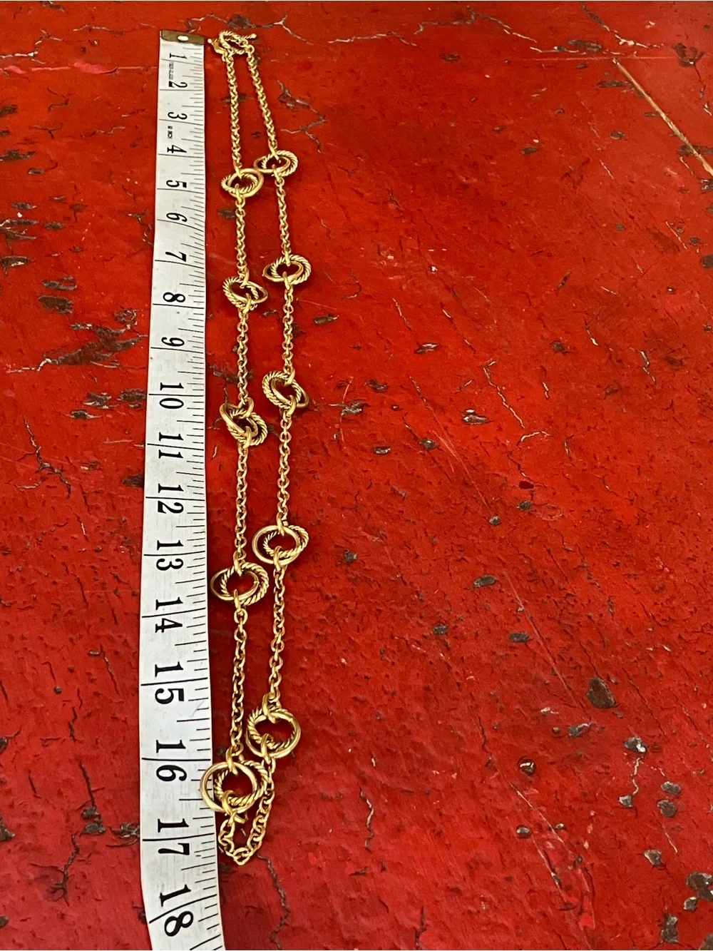 Ralph Lauren 34” Nautical Gold Tone Long Chain Necklace with Textured Links